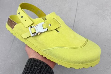 Dior Birkenstock V2 Yellow Brown Teal Release Date | Hypebeast Birkenstock Tokio, Hiking Design, Clogs Birkenstock, Designer Footwear, Clogs Shoes, Yellow And Brown, Mule Clogs, Luxury Handbags, Summer Shoes