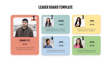 The Leader Board template for powerpoint can be used to present the performance of employees or teammates in a specific project or task. The template comes with a number of editable slides that can be used to construct a leaderboard for any organization or event. The leaderboard can be used to highlight top performers, rate The post Leader Board Template for PowerPoint appeared first on SlideBazaar. Leaderboard Design Templates, Leader Board Design, Template For Powerpoint, Company Identity, Board Template, Job Title, The Leader, Powerpoint Templates, Vector Design