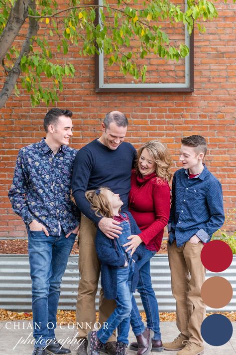 There's something I love about fall family photoshoots. The changing of seasons means beautiful backdrops of colorful leaves. Click here to see more of this family's session in their beautiful shades of burgundy and navy blue! #fallphotos #fallfamilyphotoshoot #hellofall Navy Blue And Burgundy Family Photos, Burgundy And Navy Blue, 2024 Photo, Family Photoshoots, Blue And Burgundy, Billings Montana, Family Christmas Pictures, Billings Mt, Family Pic