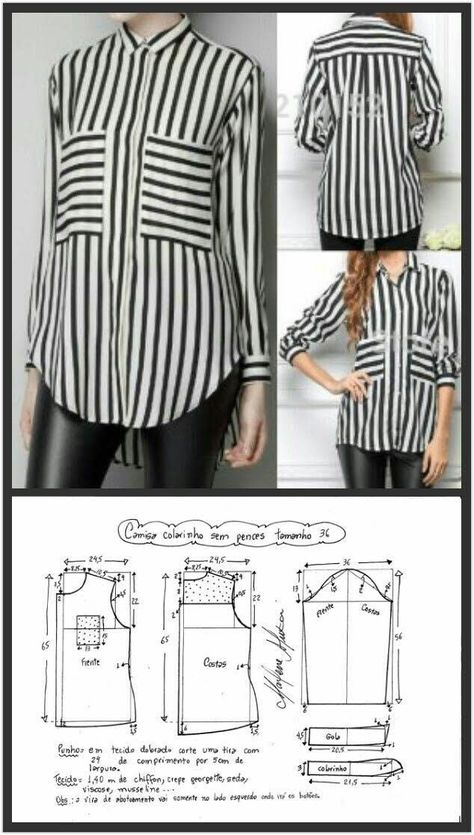 Pola Blus, Shirt Patterns For Women, T Shirt Sewing Pattern, Sewing Blouses, Sewing Clothes Women, Shirt Sewing Pattern, Make Your Own Clothes, Blouse Pattern Sewing, Diy Sewing Clothes