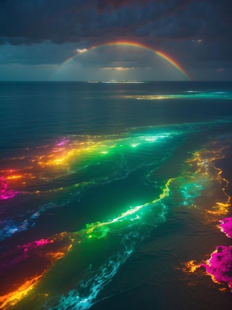 Night Rainbow, Pink Floyd Art, Dark Rainbow, Rainbow Magic, Pretty Phone Wallpaper, Rainbow Wallpaper, Pretty Images, Beautiful Landscape Wallpaper, Ethereal Art