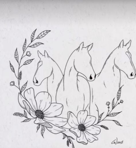 Tattoo Western, Tatoo Dog, Horse Outline, Horse Tattoo Design, Cowgirl Tattoos, Horse Art Drawing, Rasy Koni, Western Tattoos, Cute Drawing