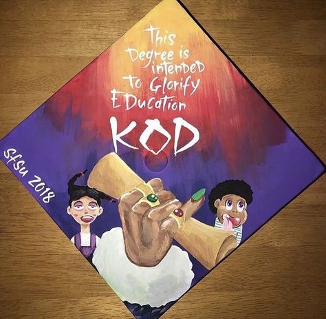 Rap Graduation Cap Ideas, Boondocks Graduation Cap, J Cole Grad Cap, J Cole Graduation Cap Ideas, J Cole Graduation Cap, Funny Graduation Caps, Graduation Cap Decor, Creative Graduation Caps, Cole World