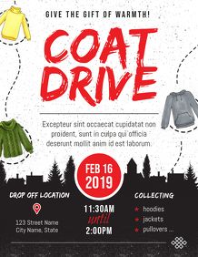 Coat Drive, Black And White Coat, Fundraiser Flyer, Classic Names, Promotional Flyers, Free Flyer Templates, Service Projects, Flyer Design Templates, White Coat