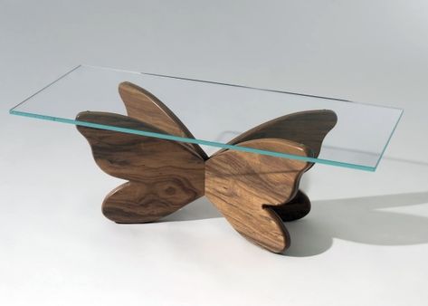 Flap Flap coffee table by Francesco Barberini Tea Table Design, Modern Glass Coffee Table, Center Table Living Room, تصميم الطاولة, Wood Table Design, Butterfly Table, Furniture Design Chair, Unique Coffee Table, Table Designs