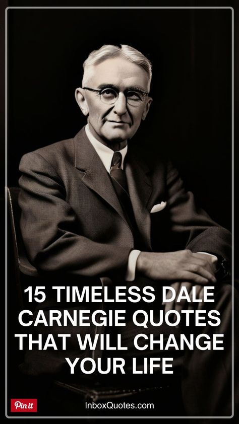 15 Timeless Dale Carnegie Quotes That Will Change Your Life - Dale Carnegie was a pioneer in leadership and personal development and offers timeless advice for becoming a more empathetic and effective leader. 

His works, such as How to Win Friends and Influence People and How to Stop Worrying and Start Living, emphasize the importance of understanding and motivating others.

Carnegie’s teachings focus on improving people skills, building strong relationships and influencing others positively. 

Carnegie’s legacy lives on through his books and the Dale Carnegie Training organization, which continues to provide valuable lessons on communication, leadership and personal growth.

Here are the 15 Timeless Dale Carnegie Quotes That Will Change Your Life.  #dalecarnegie #dalecarnegiequotes How To Influence People Dale Carnegie, Dale Carnegie Books, Stop Worrying Quotes, Communication Leadership, How To Stop Worrying, Dale Carnegie Quotes, Worry Quotes, Influence People, People Skills