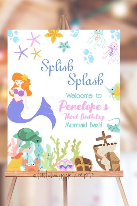 Mermaid Birthday Party Welcome Sign Mermaid Birthday Party Invitations, Party Welcome Sign, Mermaid Theme Party, Party Theme Ideas, Mermaid Birthday Party, Mermaid Birthday, Mermaid Party, Create Sign, Theme Ideas