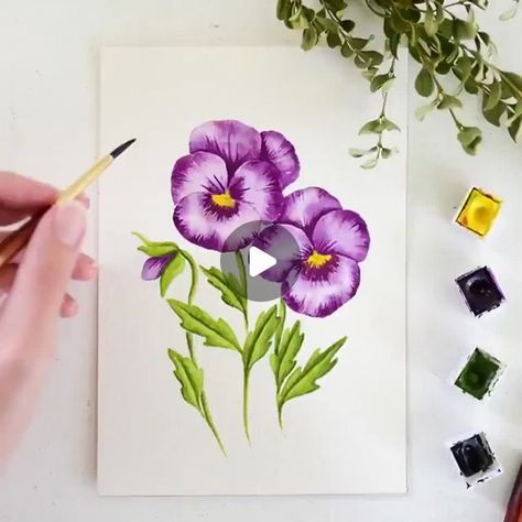 Watercolor Tutorial, Watercolor Tutorials, Watercolor Art Lessons, September 10, Watercolour Tutorials, Instagram Repost, How To Paint, Pansies, Art Lessons