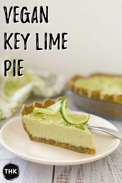 A super easy vegan key lime pie using soft or silken tofu, avocado and cashews for a raw and delicious filling. It's tart and sweet, no bake, and ready in no time! #vegan #plantbased #dessert Avocado Key Lime Pie Vegan, Vegan Tofu Dessert, Tofu Dessert Recipes Vegan, Vegan Lime Dessert, Soft Tofu Dessert Recipes, Tofu Pie Recipes, Tofu Deserts, Soft Tofu Recipes Desserts, Silken Tofu Recipes Dessert