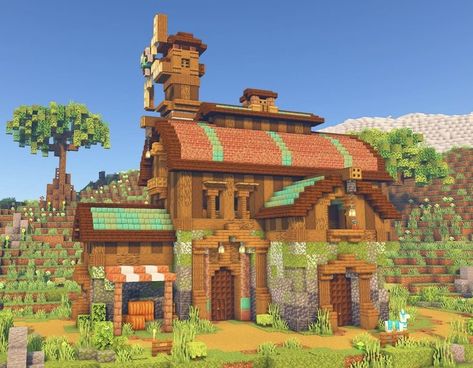 Minecraft Medieval Factory, Wool House Minecraft, Mythical Sausage, Minecraft Castle Blueprints, Minecraft Medieval House, Minecraft Steampunk, Stardew Valley Layout, Minecraft City Buildings, Minecraft Farm