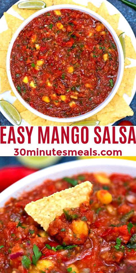 Mango Tomato Salsa, Sweet Salsa, Mango Salsa Recipe, Salsa Salsa, Mango Salsa Recipes, Fresh Tomato Recipes, Fresh Tomato Salsa, Mango Chunks, Salsa Dip