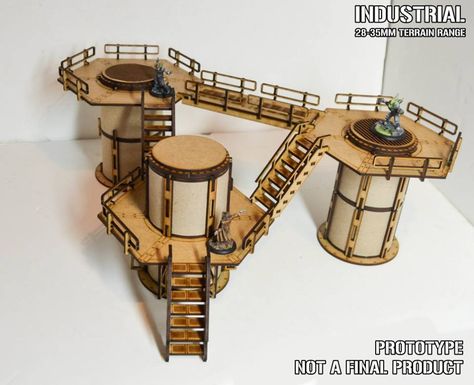 MVG industrial towers1 Alien Project, Mdf Terrain, Tabletop Diy, Model Train Table, Diy Table Top, Warhammer Terrain, 40k Terrain, Game Terrain, Sci Fi Models