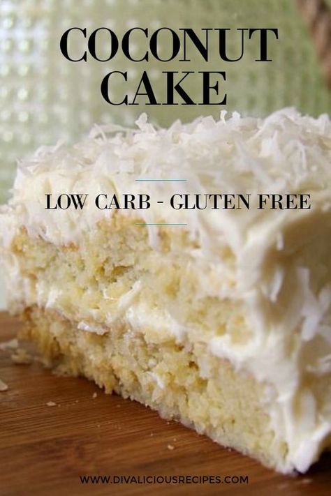 This is a coconut cake for coconut lovers as it’s made with coconut flour and decorated with coconut on top of a creamy cream cheese frosting. Gluten Free Coconut Cake, Coconut Cream Cheese, Coconut Cream Cheese Frosting, Cake With Coconut, Coconut Flour Recipes, Desserts Keto, Low Carb Cake, Postre Keto, Keto Cake