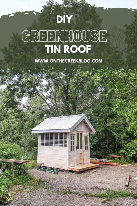 Greenhouse Roof, Black Metal Roof, Diy Greenhouse Plans, Roofing Options, Greenhouse Garden, Greenhouse Shed, Small Sheds, Raised Garden Beds Diy, Small Greenhouse