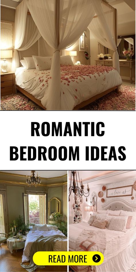 29 Romantic Bedroom Ideas for Cozy & Intimate Retreats - placeideal.com Dreamy Bedrooms Romantic, Married Couple Bedroom Ideas, Cozy Romantic Bedroom, Married Couple Bedroom, Bedroom Sanctuary Ideas, Married Couples Bedroom, Romantic Bedroom Ideas, Day Room, Teen Girl Bedroom