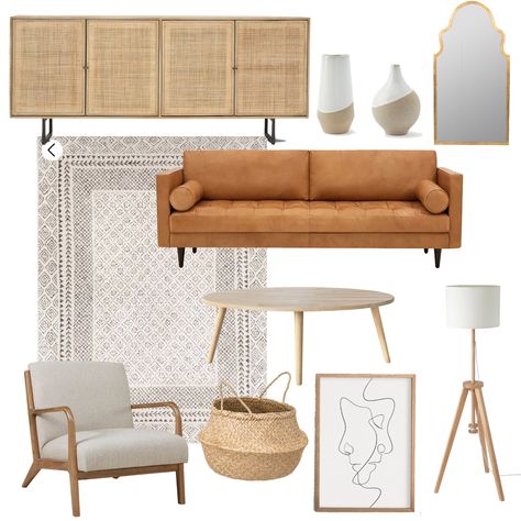 Neutral Modern Living Room, Bathroom Boho, Havenly Living Room, Leather Couches Living Room, Ikea Living Room, Mid Century Modern Living Room, Living Room Scandinavian, Neutral Living Room, Solid Wood Coffee Table