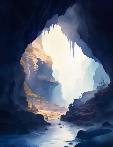 Cave Opening Illustration, Magical Cave Illustration, Inside Cave Drawing, Cavern Drawing, Cave Drawing Illustration, Cave Digital Art, Cave Sketch, Cave Watercolor, Cave Illustration