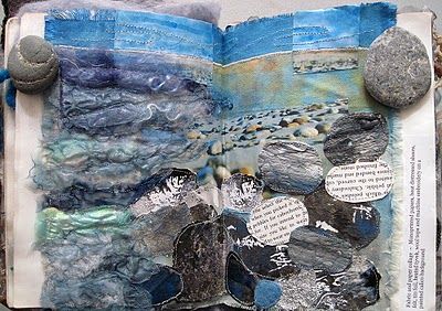 CAROLYN SAXBY MIXED MEDIA TEXTILE ART: A postcard from St. Ives Carolyn Saxby, Ideas Sketch, Mixed Media Textile Art, Sketchbook Layout, Textiles Sketchbook, A Level Textiles, Mixed Media Textiles, Gcse Art Sketchbook, A Level Art Sketchbook