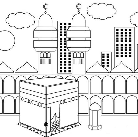 Kaaba / Ka’bah Colouring Page – islamic worksheets for children Islamic Studies Worksheets, Muslim Kids Activities, Islamic Kids Activities, Ramadan Activities, School Coloring Pages, Love Coloring Pages, Worksheets For Kindergarten, Kindergarten Worksheets Printable, Arabic Alphabet For Kids