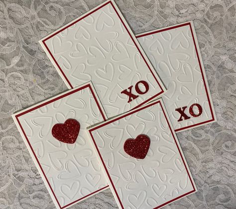 Valentine's Day Cards Ideas, Hand Stamped Valentine Cards, Homemade Valentine Cards For Friends, Su Valentines Day Cards, Valentine Cards Handmade Simple, Stampin Up Valentines Day Cards, Creative Valentine Cards, Beautiful Valentine Cards, Cardstock Projects