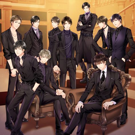 Group Of Anime Guys, Anime Group Of Friends, Mafia Anime, Brothers Art, Anime Gangster, Anime Group, Vampire Boy, Anime Villians, Dark Anime Guys