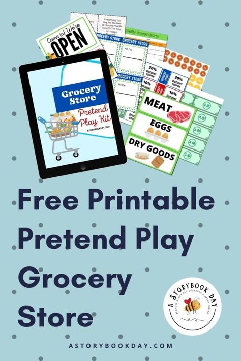 Grocery Store Labels Free Printable, Pretend Play Grocery Store Printables, Grocery Store Pretend Play Free Printables, Grocery Store Dramatic Play Printables Free, Preschool Grocery Store Dramatic Play, Farmers Market Dramatic Play Preschool Free Printables, Diy Kids Grocery Store Play Market, Grocery Store Preschool, Grocery Store Dramatic Play Printables