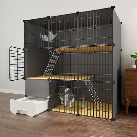 PRICES MAY VARY. Cat cage is designed with not only your cat's heath in mind, it also has many great new features that make the pet parent's life much easier as well. Perfect for small spaces The great for apartments or homes with limited space,also great for cat rescues and shelters. Product name: DIY Cat Cage Colours: black, white Material: metal, ABS plastic The panels can be ly assembled into different shapes, sizes and heights to suit your needs.Package includes: Self-contained closed cat l Pp Cat, Cat Cages Indoor, Cat Habitat, Cat Villa, Puppy Pens, Cat Playpen, Puppy Playpen, Cat Kennel, Cat Cage