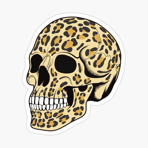 Get my art printed on awesome products. Support me at Redbubble #RBandME: https://www.redbubble.com/i/sticker/Leopard-colored-skull-by-Woxiee/165383597.EJUG5?asc=u Art Items, Skull Sticker, Cheetah Print, Color Trends, Art Ideas, My Art, Awesome Products, Digital Art, Art Prints