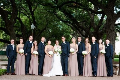 Refined Dusty Rose and Navy Blue Wedding Color Ideas - ColorsBridesmaid Navy Wedding Flowers, Dusty Pink Weddings, Best Wedding Colors, Wedding Parties Colors, Gold Wedding Colors, Blush Wedding Flowers, Gold Bridesmaid Dresses, Grey Bridesmaid Dresses, Wedding Colors Blue