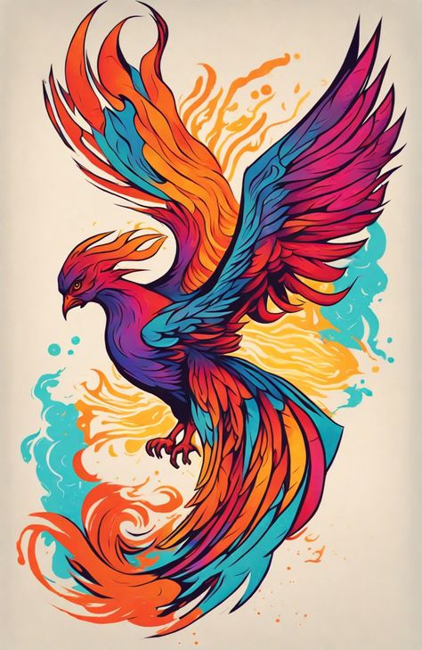 Easy Phoenix Drawing, Ibong Adarna Picture, Phenix Birds Drawing, Neo Traditional Phoenix Tattoo, Ibong Adarna Drawing, Flying Phoenix Tattoo, Phoenix Flying, Phoenix Illustration, Most Beautiful Tattoos