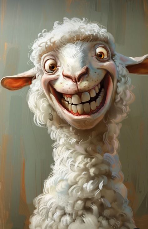 Perjalanan Kota, Grandma Chic, Animal Caricature, Funny Sheep, الفن الرقمي, Animal Illustration Art, Animal Portraits Art, Arte Animal, Cute Animal Drawings