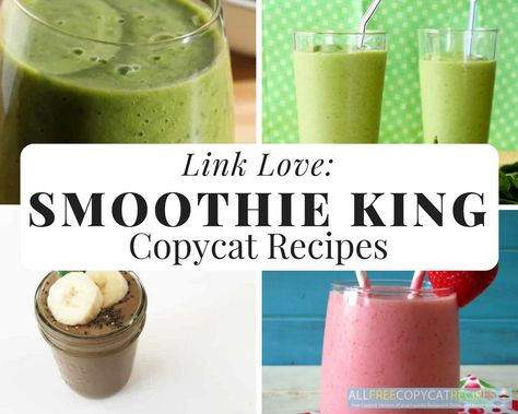 Link Love: 6 Copycat Smoothie King Recipes | Learn how to make Smoothie King smoothies with this fabulous collection of copycat recipes! Smoothie King Smoothies Recipes, Strawberry Extreme Smoothie King Recipe, The Hulk Smoothie King Recipe, Smoothie King Recipes Copycat Hulk, Smoothie King Recipes, Health Shakes, Nutri Bullet, Smoothie King, Protein Smoothies