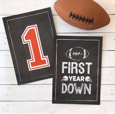 First Year Down Football Birthday, Football First Birthday, Boy Birthday Party Themes, Engineer Prints, Chalkboard Designs, First Birthday Themes, Football Birthday, 1st Year, Football Party