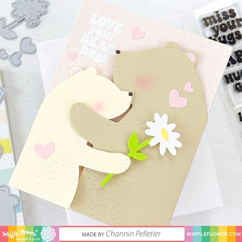 Flower Website, Card With Flowers, Bear Card, Bear Hugs, Wedding Cards Handmade, Rainbow Balloons, Bear Valentines, Miss You Cards, Hello Cards