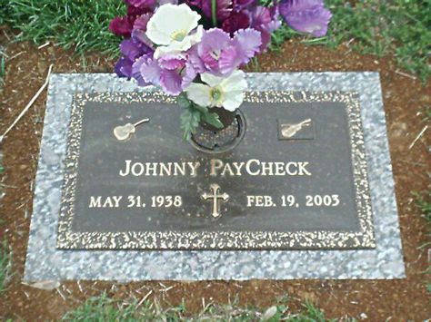 Flat Grave Markers, Flat Headstones, Woodlawn Cemetery, Famous Tombstones, Johnny Paycheck, Cemetery Headstones, Famous Graves, Custom Plaques, Bronze Vase