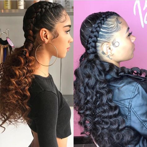 42k Likes, 435 Comments - HHJ ARMY™ (@healthy_hair_journey) on Instagram: “The best duplicate I’ve seen ” Latest Black Hairstyles, Two Braid Hairstyles, Halo Braid, Woman Hairstyles, Braided Ponytail Hairstyles, Hair Cute, Girls Hairstyles Braids, Black Hairstyles, Braided Ponytail