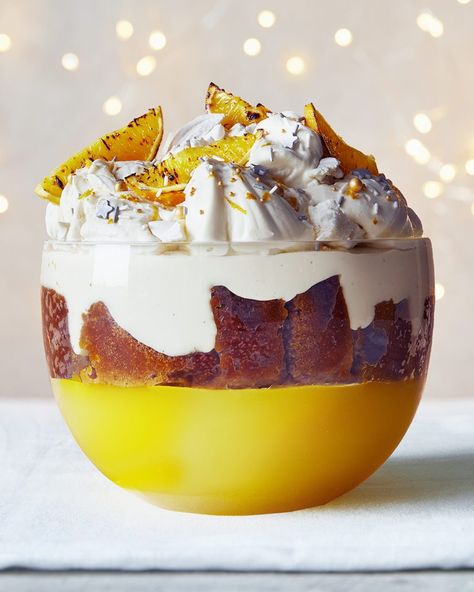 Orange and ginger cake trifle Christmas Trifle, Trifle Dish, Cake Mug, Trifle Bowl, Trifle Desserts, Ginger Cake, Coconut Custard, Trifle Recipe, Delicious Magazine