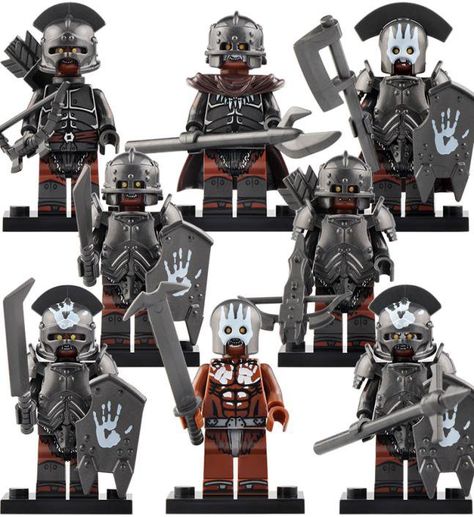 8 PCS SET Uruk-hai Lord Rings Hobbit Minifigure Custom Minifig Christmas Gift Lord Of The Rings Sauron, Lego Lotr, Uruk Hai, Lord Of Rings, Harry Potter Hogwarts Castle, Tactical Armor, Lego Shop, Custom Minifigures, Dc Comics Wallpaper