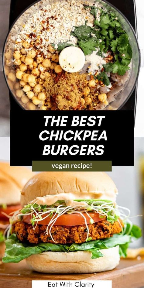 Vegan Chickpea Burger, Veggie Burger Recipe, Chickpea Burgers, Best Veggie Burger, Chickpea Burger, Veggie Burgers Recipe, Vegan Chickpea, Simple Dinner, Tasty Vegetarian Recipes