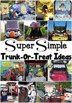 Super Simple Trunk-Or-Treat Ideas. If your organization is hosting a Trunk Or Treat party, you'll find all the ideas you need right here! Click now! Church Trunk, Trunker Treat Ideas, Halloween Car Decorations, Church Halloween, Trunk Or Treat Ideas, Halloween Traditions, Treat Ideas, Trunk Or Treat, Halloween School