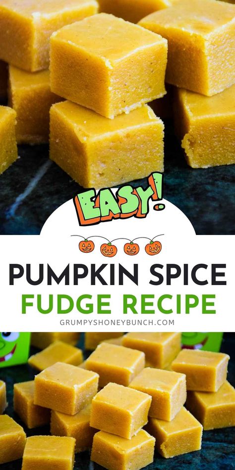 Pumpkin Spice Fudge - Old Fashioned Fudge Recipe - Grumpy's Honeybunch Pumpkin Spice Fudge, Old Fashion Fudge Recipes, Real Pumpkin Puree, Brown Sugar Fudge, Easy Fudge Recipe, Old Fashioned Fudge, Pumpkin Fudge, Easy Fudge, Homemade Fudge Recipes