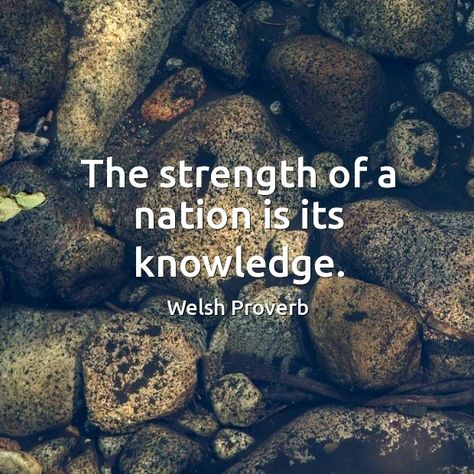 The strength of a nation is its knowledge. Welsh proverb. Old Proverbs, Welsh Proverbs, Proverb Meaning, Proverb With Meaning, Proverbs 2:6 Wisdom, Proverbs Quotes, Super Quotes, Ancient Wisdom, Saving Lives