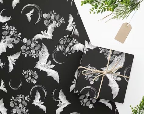 LeBrazen - Etsy Goth Packaging, Gothic Packaging, Goth Christmas Aesthetic, Paper Bats, Vampire Bats, Paper Bat, Horror Aesthetic, Creepy Christmas, Dark Christmas