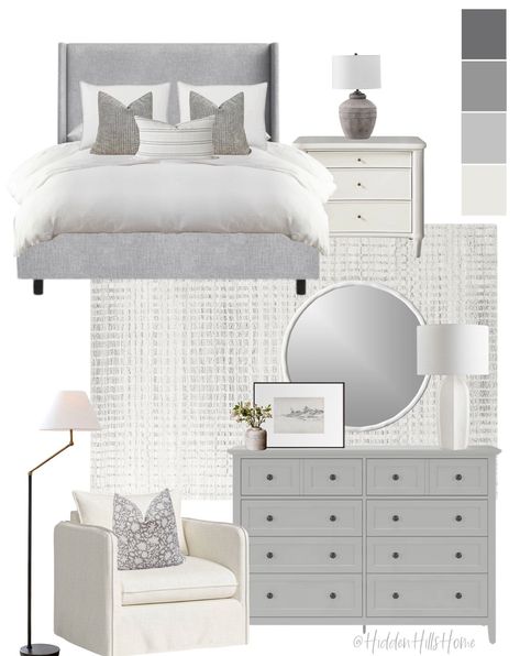 Shop Tilly Upholstered Bed and other curated products on LTK, the easiest way to shop everything from your favorite creators. Bedroom Inspo Board, Gray Upholstered Headboard Bedroom Ideas, White Bedroom Mood Board, Grey Upholstered Bed Bedroom Ideas, Grey Upholstered Bed Bedroom, Grey Upholstered Headboard Bedroom, Grey Upholstered Bed Decor, Upholstered Headboard Bedroom Ideas, Light Grey Upholstered Bed