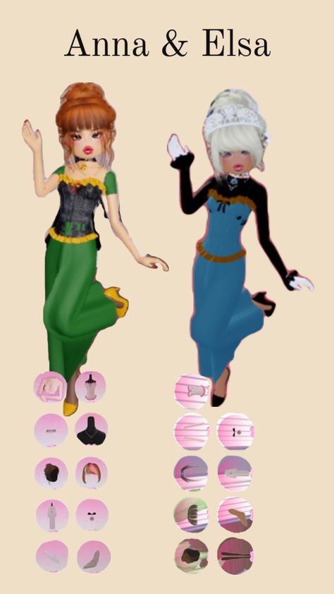 Outfit Creator, Elsa And Anna, Anna Dress, Elsa Dress, Elsa Anna, Dress To Impress, Dress Outfits