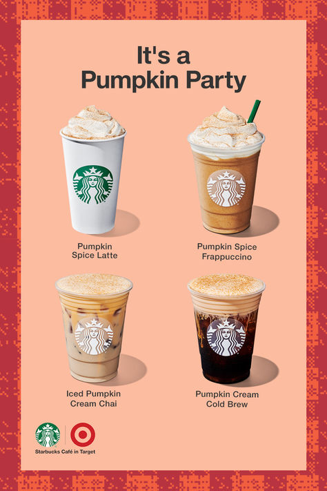 The pumpkin party has started at Starbucks Café. Your favorites are back & destined to delight, starting with the beloved Pumpkin Spice Latte. Or try the Iced Pumpkin Cream Chai, combining signature chai with a silky fall spice topping. For a fall flavor boost, enjoy a smooth & balanced Pumpkin Cream Cold Brew layered with velvety cold foam or a blissfully sweet Pumpkin Spice Frappuccino. Stop by Starbucks Café. Pumpkin Frappuccino, Macaron Troubleshooting, Pumpkin Spice Frappuccino, Pumpkin Cream Cold Brew, Cream Cold Brew, How To Order Starbucks, Cold Foam, Starbucks Pumpkin, Starbucks Drink