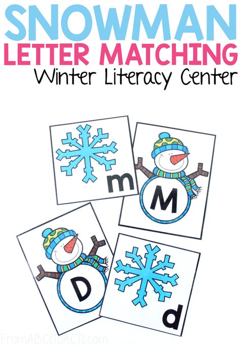 Snowman Letter Match, Snowman Literacy Activities, Snowman Letters Free Printable, Snowman Letters, Prek Themes, Winter Centers, Winter Literacy Centers, Snowman Activities, Asl Lessons