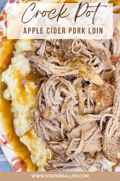 Crock Pot Apple Cider Pork Loin Pork Roast Crock Pot Recipes With Apples, Pork Recipes Crock Pot, Slow Cooker Apple Cider Pork, Apple Cider Pork Loin, Apple Cider Pork Tenderloin, Cider Pork Tenderloin, Pork Roast With Apples, Apple Cider Pork, Casserole Crockpot