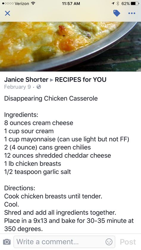 Disappearing Chicken Casserole Disappearing Chicken Casserole, Casserole Ideas, Chicken Delight, Recipes Using Rotisserie Chicken, Short Recipes, Low Carb Casseroles, Fire Food, Diy Aromatherapy, Southern Women