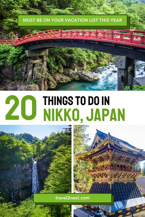 When in Nikko, you must visit the Toshogu Shrine, explore the beautiful Nikko National Park, and take a relaxing dip in the Yumoto Onsen hot springs. Don't forget to try some delicious local cuisine! #Nikko #ExploreJapan #TravelGoals 🇯🇵 Toshogu Shrine, Nikko Japan, Vacation List, Go Hiking, Nikko, Countries Around The World, Cultural Experience, South Pacific, Travel Goals